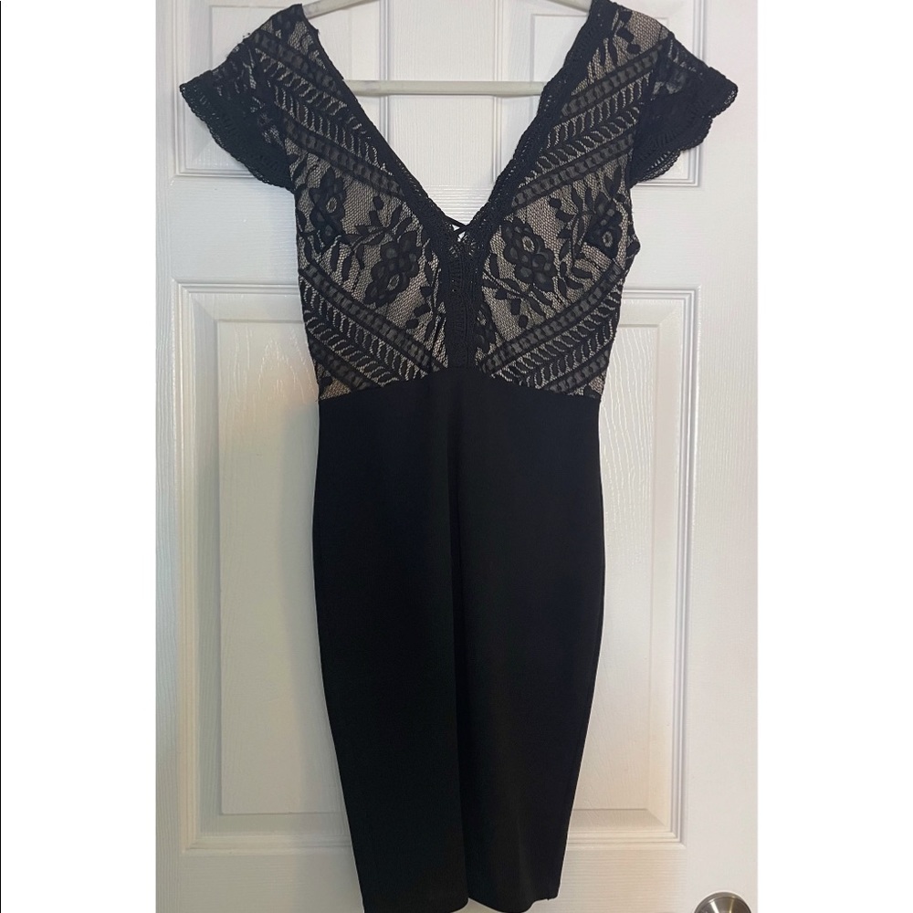 Charlotte Russe: Black & Nude lace cocktail dress